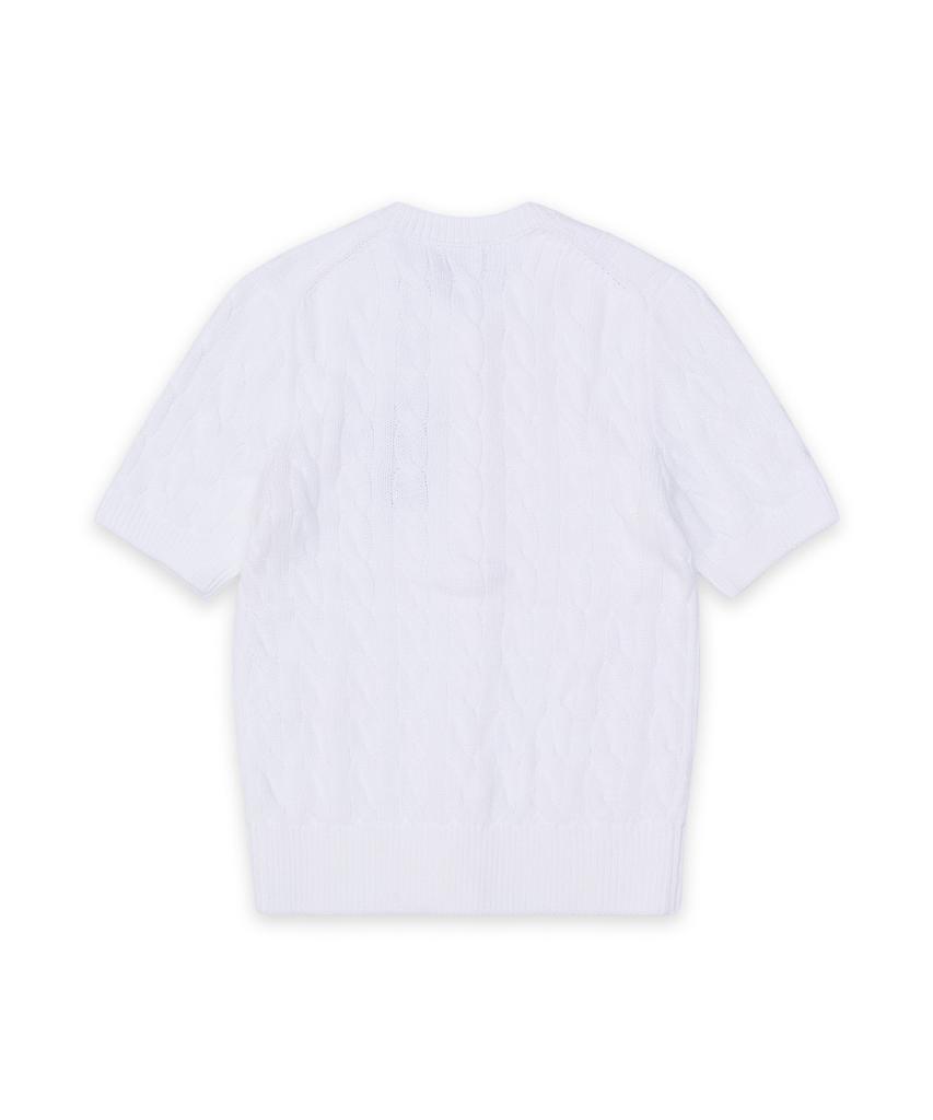 POLO RALPH LAUREN Cable Knit Cotton Short Sleeve Cardigan - White