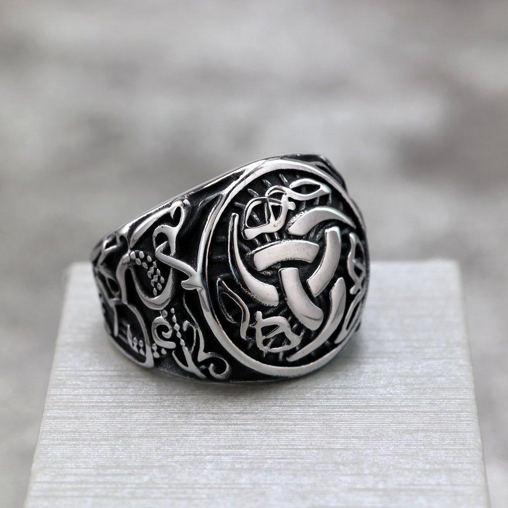 Vintage Solid Stainless Steel Men's Ring Viking Celtic Knot Design Band