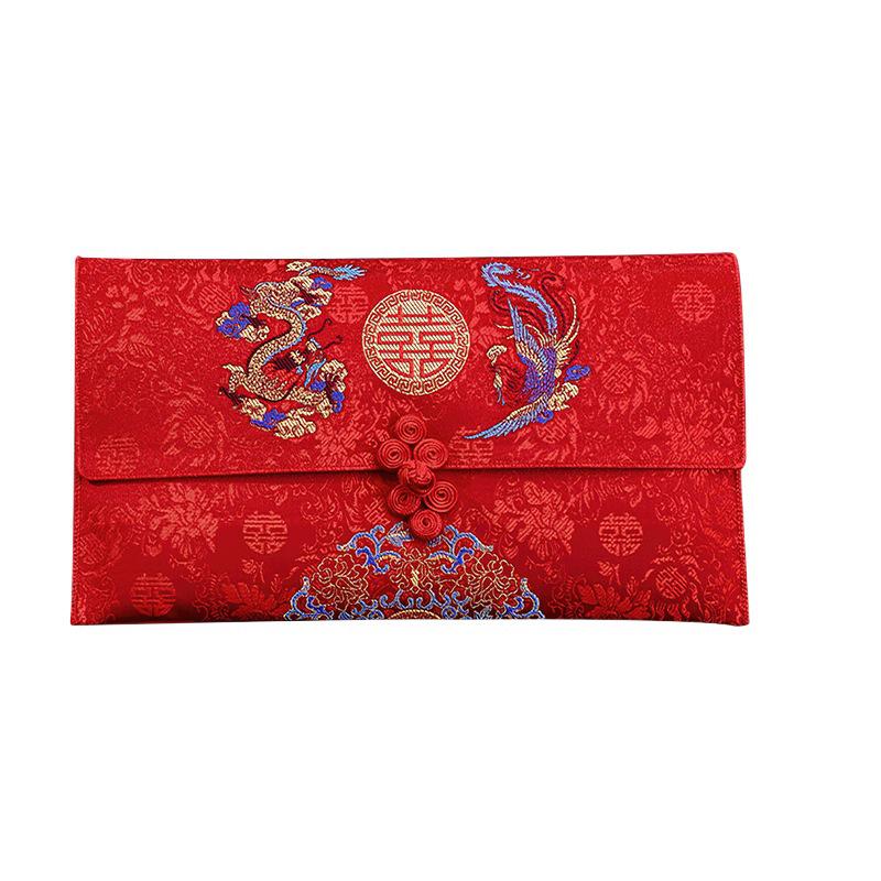 High-End Wedding Red Envelope for Cash Gifts - Bridesmaids' Ten Thousand Yuan Fabric Happy Bag
