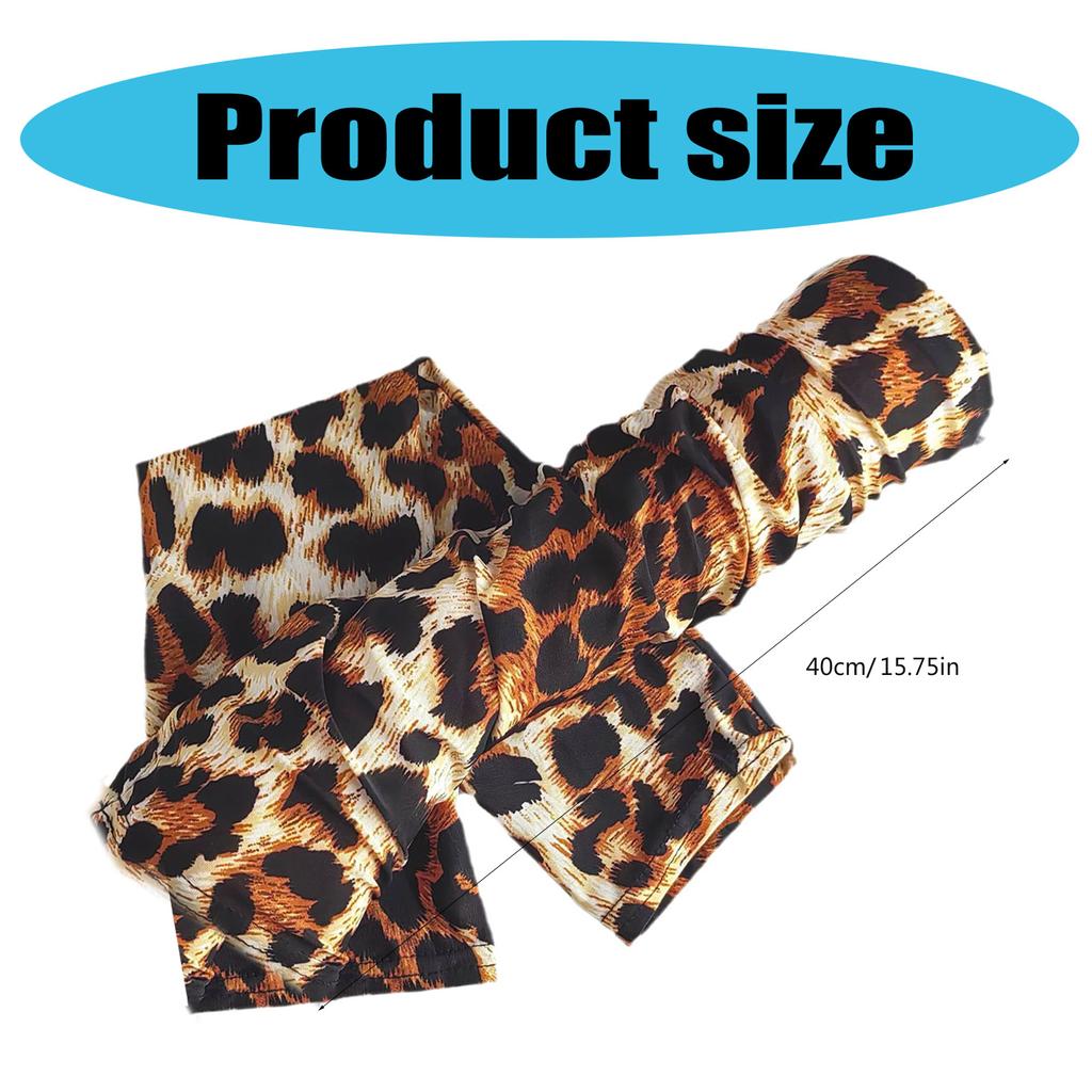 Fashion Leopard Print Long Gloves For Women Men Cooling Arm Sleeves Soft Polyester Arm Covers Outdoor Activity Accessory