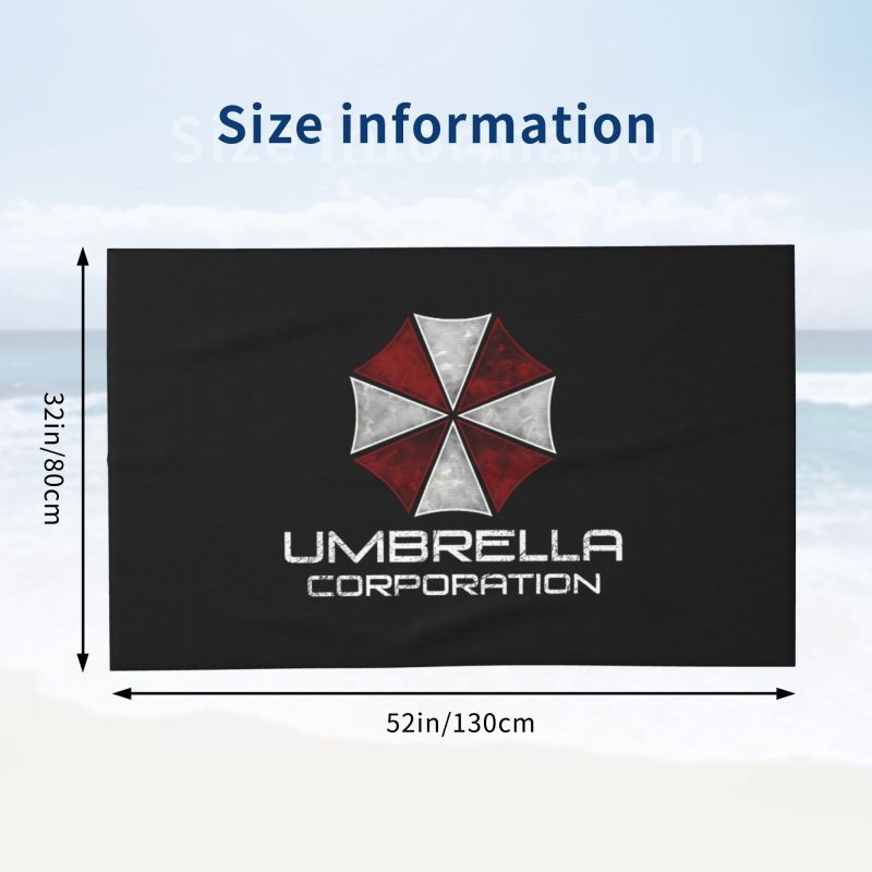 Umbrella Corporation Print Bath Towel Microfiber Super Absorbent Bath Towel for Travel Swimming Sports Beach Towels