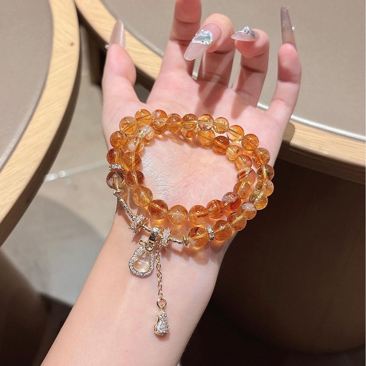 Yellow Pagoda Crystal Bracelet: Elegant Design Women s Jewelry Gift with Certificate Custom Design