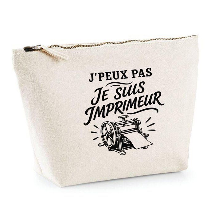 Trousse de toilette - PLANETEE - J'peux pas minimaliste - 100% coton beige - 3 L - Zip métal