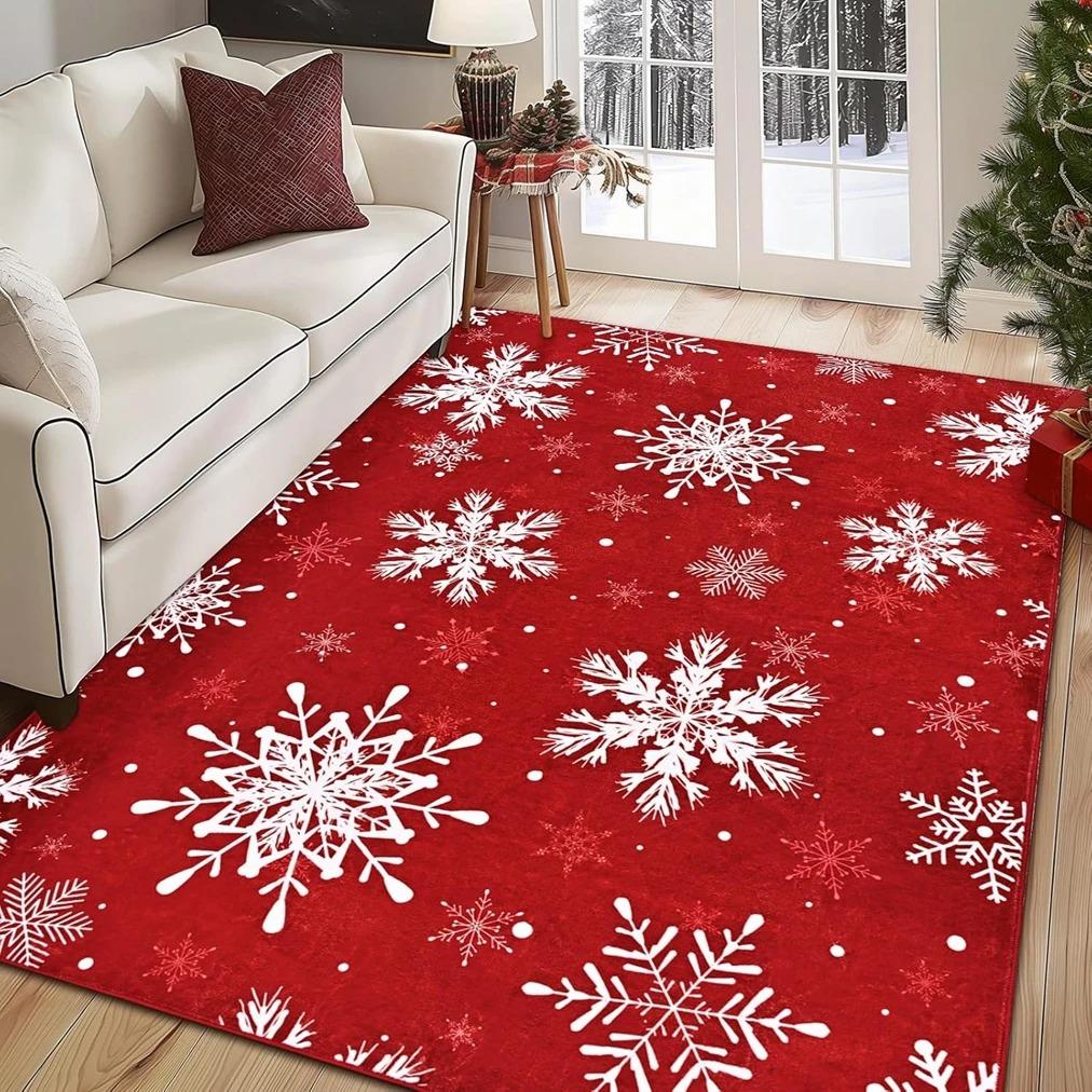 Christmas and Autumn Warm and Non-Slip Floor Mat Living Room Holiday Rug Non-Slip and Anti-Fall Rug Home Party Decoration