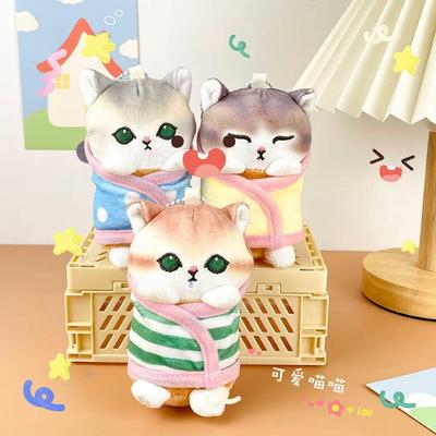 Boneca Gato Tubarão de Desenho Animado Japonês Decoração Pendurada Envolta em Colcha, Fucat Boneca de Pelúcia Pingente de Bolsa Boneca Gato 3D Presente