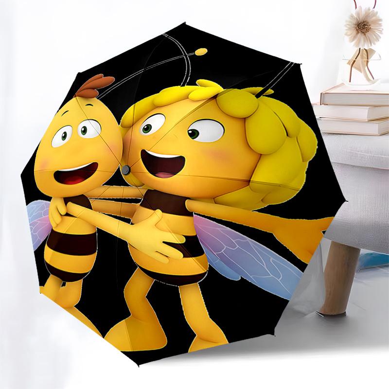 Bee Happy:Automatic Opening Folding Umbrella with 3 Fold Design,Iron Frame for Outdoor Use Perfect Gift for Fans and Travelers!0104082a