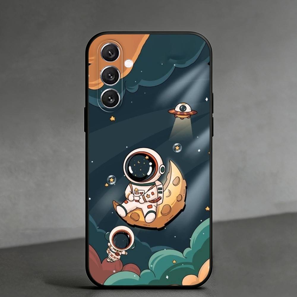 Q-Q Version of Astronaut  Phone Case For Samsung Galaxy A91,80,73,72 ,71,53,52,32 ,31,22,21s,20,Soft Black Case