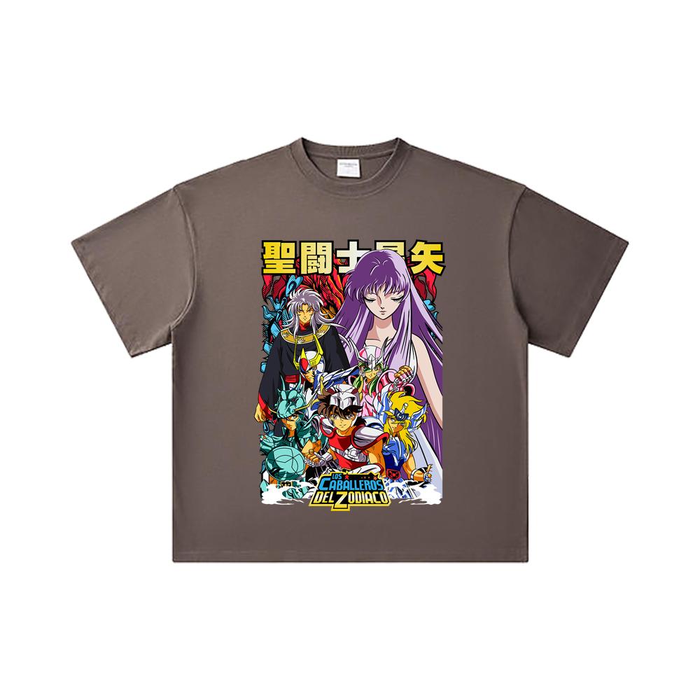 260 GSM Double Yarn 32 Count 100% Cotton Saint Seiya V2 Print Unisex Heavy Cotton T Shirt