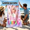 Custom Name Personalized Karol G Print Beach Towel, for Trip Camping Beach Party Home Decor, Birthday Gift for Family & Friends