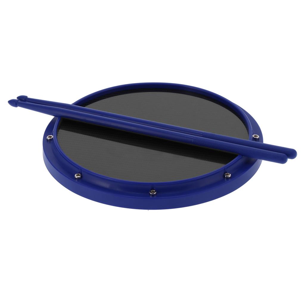 12in Drum Pad Percussion Training Carbon Fiber NonSlip ShockAbsorbent Mat with Drumsticks(Blue )