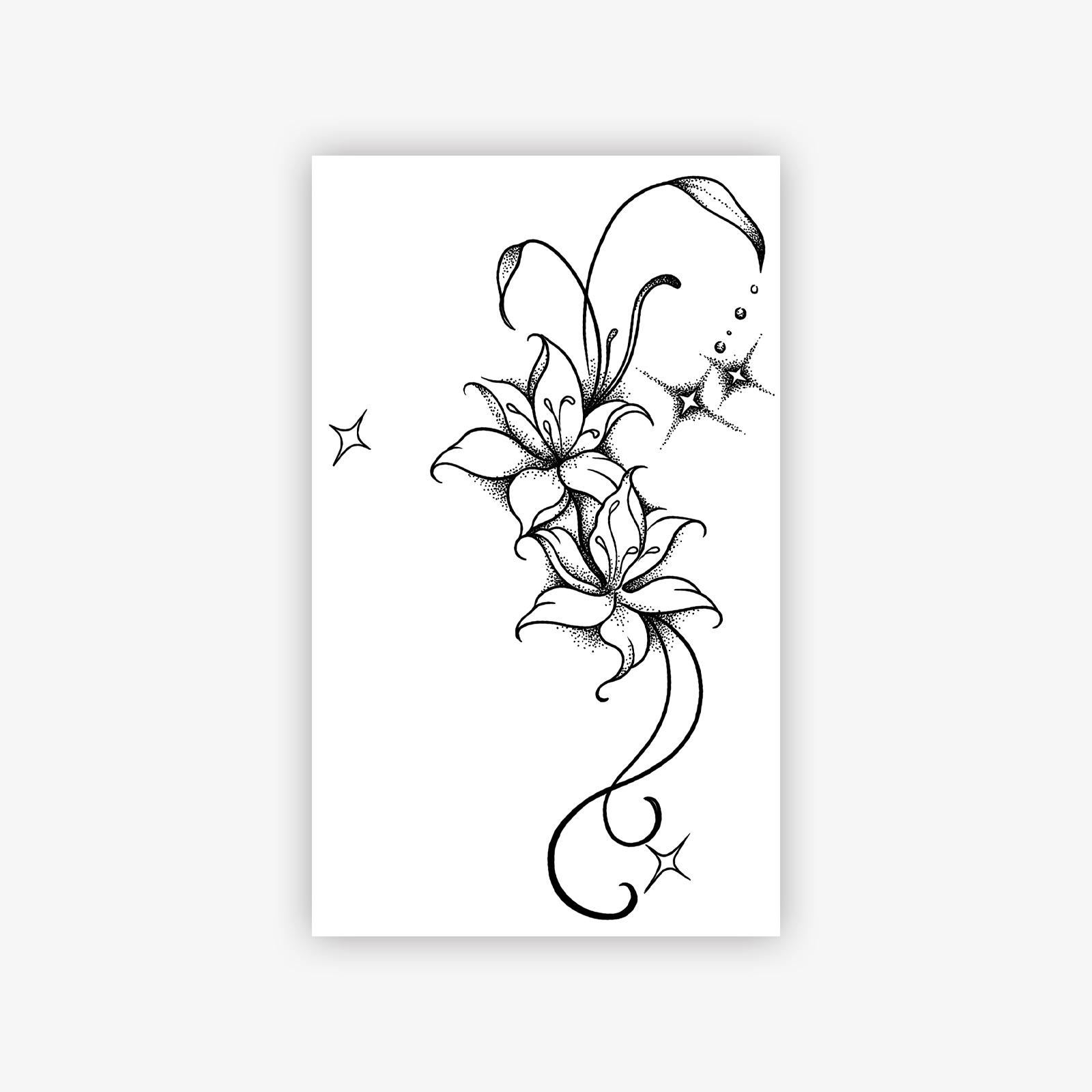 Plain Flower Tattoo Sticker, Waterproof And Long-Lasting, Advanced Sense, Simple And Small, Fresh Waist And Abdomen Tattoo Sticker. 9*15