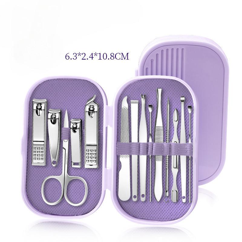 14 PCS Stainless Steel Nail Clipper Set With Case, Portable Manicure Pedicure Kit Including Nail Trimmer And Scissor, Travel Grooming Tools