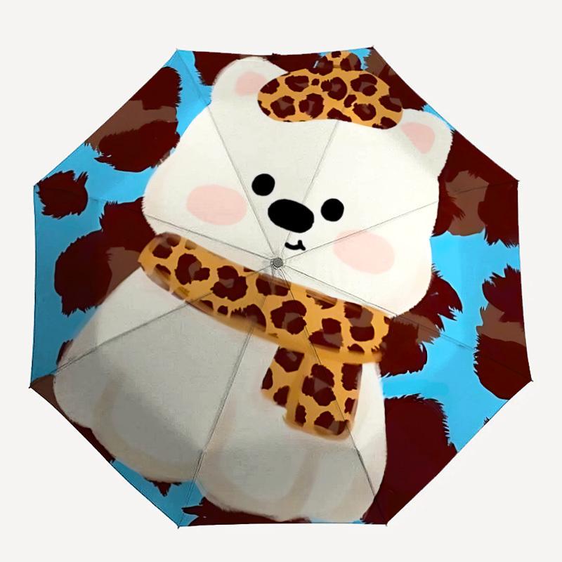 

1pc Leopard PrintPuppy Fashionable Automatic Opening/Closing Folding Umbrella with 8 Bones, Windproof Portable, Daily Use009