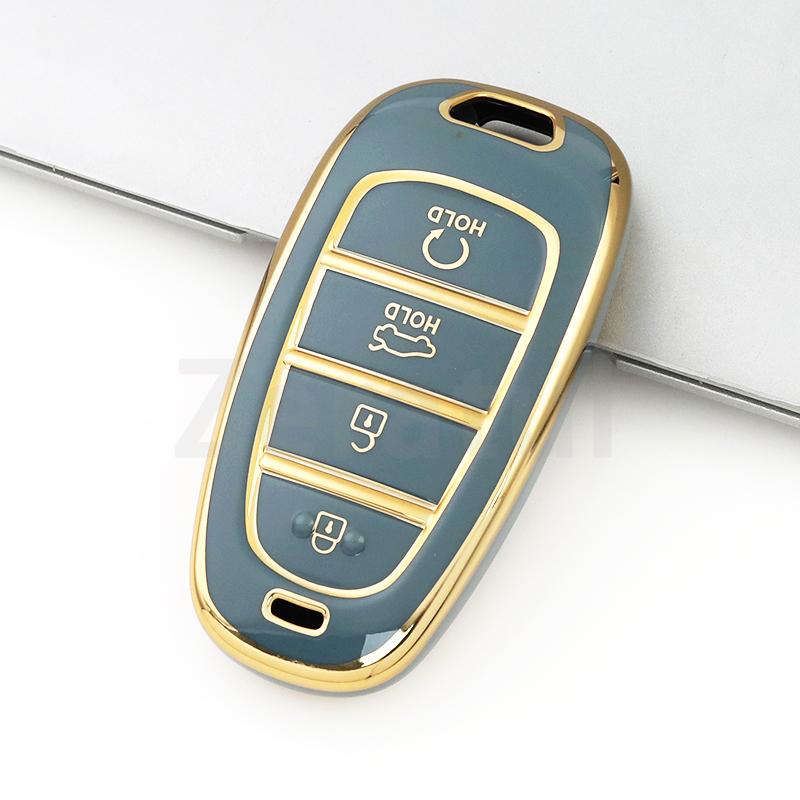 4 Tasten TPU Auto Schlüsselhülle Abdeckung Für Hyundai Santa Fe Tucson Nexo Nx4 Atos Prime Solaris Schale Schlüsselanhänger Halter Zubehör