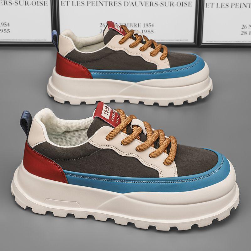 

Мужские европейские ретро кожаные кеды - Весенняя повседневная рабочая одежда с толстой подошвой, дизайн, увеличивающий рост 42