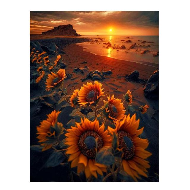 Sonnenblumen Diamant Kunst 5D voller Bohrer Diamant Malerei Sonnenuntergang Strand Landschaft Kreuzstich Stickerei Kit Mosaik Bild S477