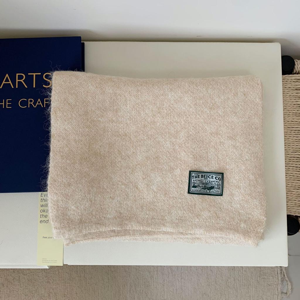 Super large version~ Atmospheric solid color cloth label knitted scarf Women's winter cycling warm and windproof student versatile scarf