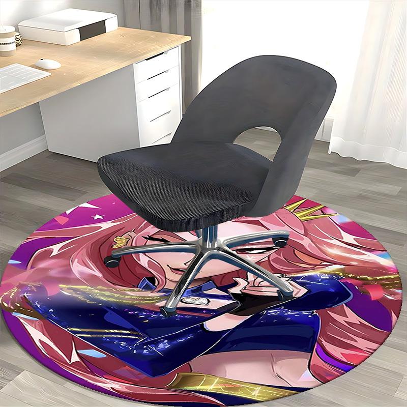 1 Stück Anime-Design Runder Teppich - Bürostuhlmatte, Rutschfester Teppich für Anime-Fans | Perfektes Geschenk für Anime-Liebhaber | Geeignet für Heimdekoration, Wohnzimmer