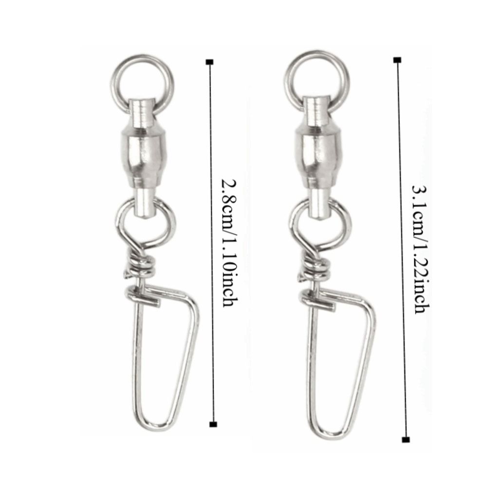 50PCS 2 Sizes Ball Bearing Swivels Stainless Steel Leader Connector  Fishing Tackle