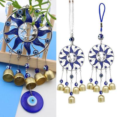 Retro Devil's Eye Blue Wind Chimes Lucky Charm Antique Style Garden Yard Decoration Blue Hanging Ornament Car Hanging Ornament