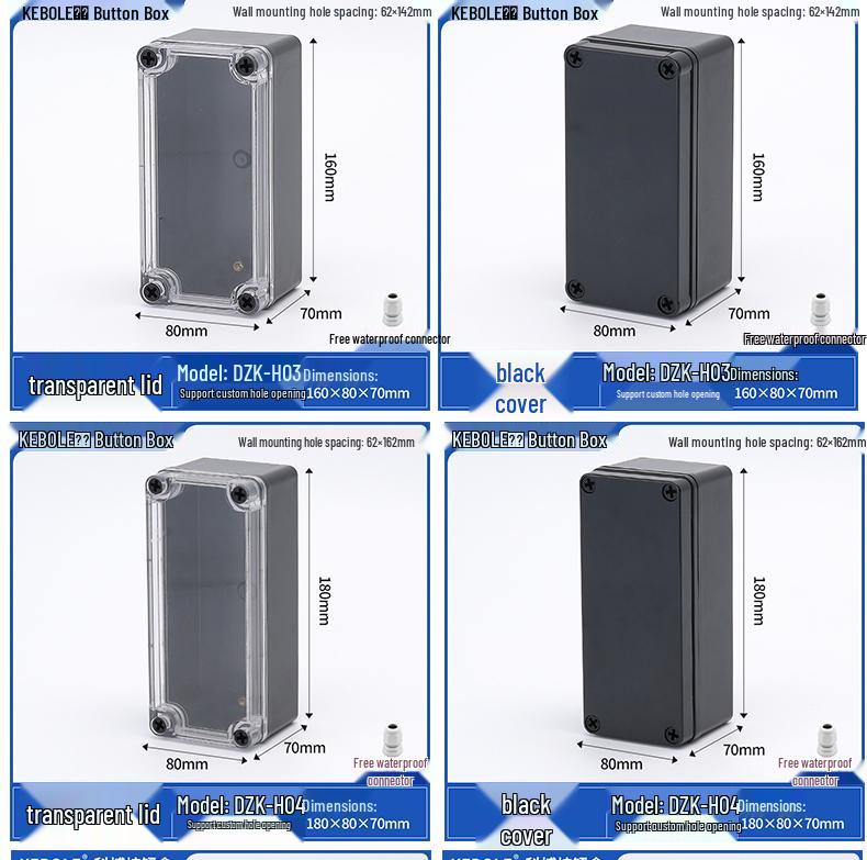 Transparent Waterproof ABS Plastic Junction Box for Indoor/Outdoor Power Supply & Monitor
