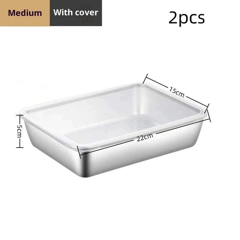 1/2/3/5 szt. Pojemnik na żywność ze stali nierdzewnej 304 z pokrywką Kuchenny pojemnik do przechowywania Świeże tacki do lodówki