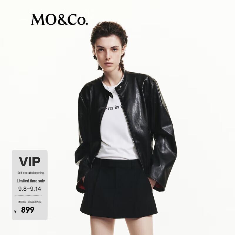 

MO&Co. Женская осенняя куртка из искусственной кожи с коротким воротником-стойкой M