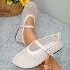 Fashion Spring Summer Pure Color Hollow Out Ballet Flats Belt Buckle Mesh Ladies Sandals  Style Flat Heel Footwear Women Sandals  Shoes