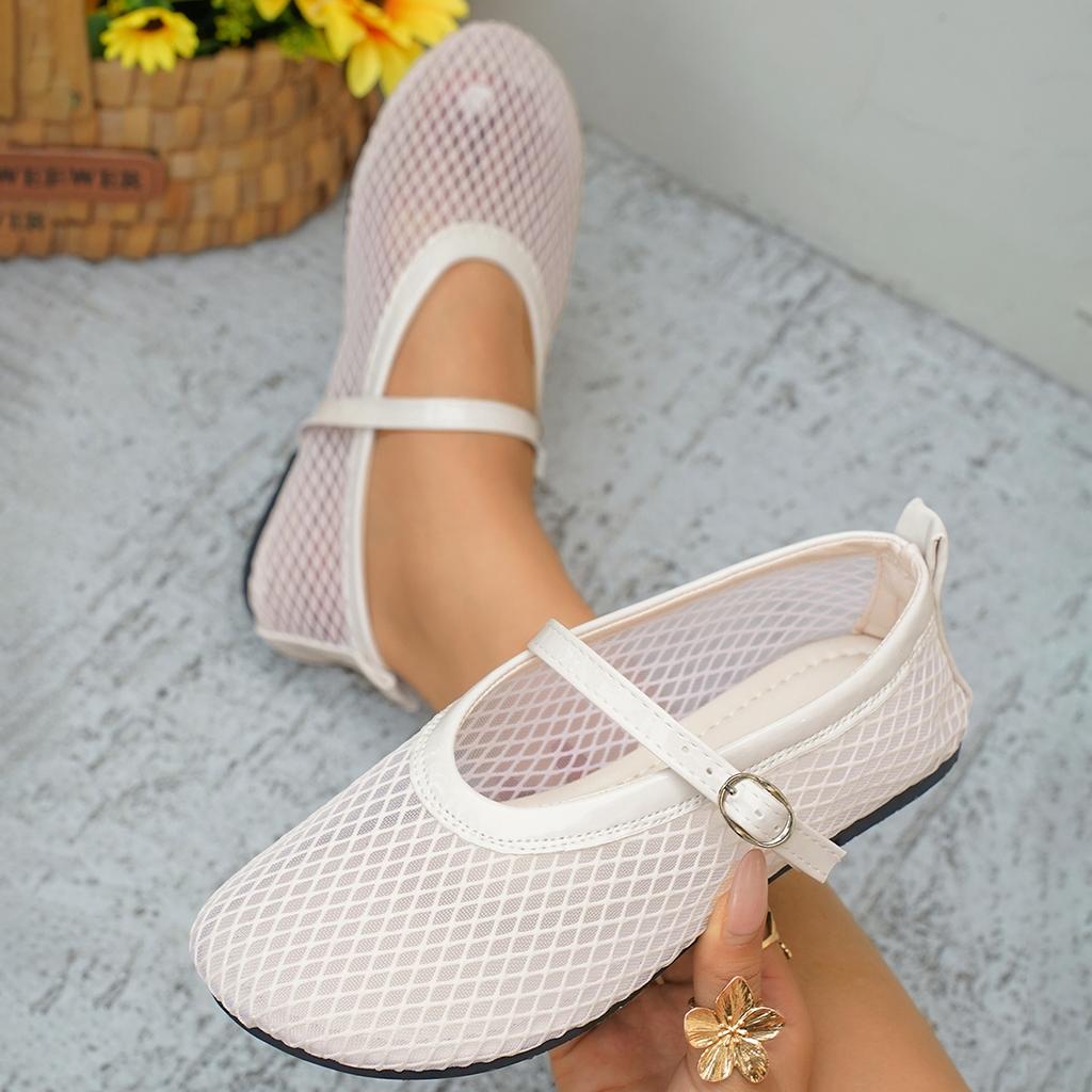 Fashion 2025 New Women Flat Sandals Fashion Mesh Ballet Designer Shoes Women Hollow Round Head Breathable Mesh Sandals Zapatos De Mujer