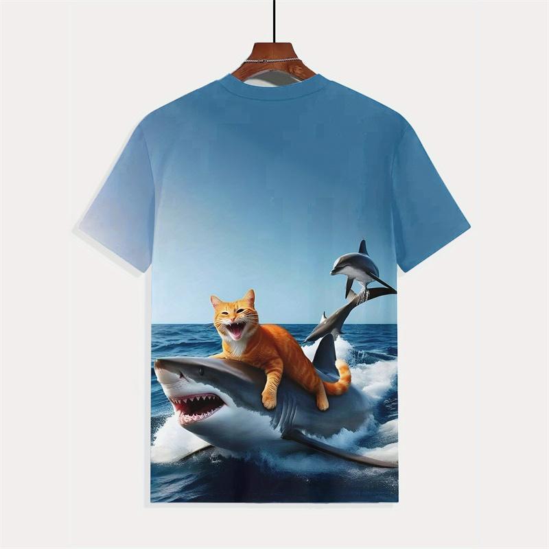 Funny Cat Graphic Tshirt For Men 3d Printed Animal Round Neck Short Sleeved Tee Shirt Kids Summer Casual Streetwear T-shirt