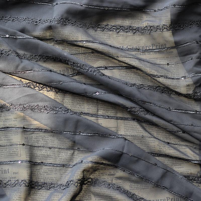 Silk Chiffon Striped Crochet Embroidered Fabric Light Fresh Color Dye Fabric Suitable for DIY Dress Shirts Curtains 100cmx135cm