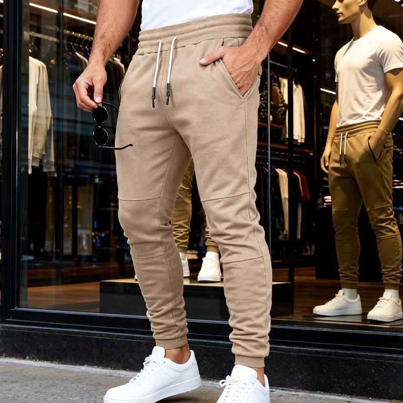 Slim fit joggingbroek voor heren met elastische tailleband en trekkoord, casual sportbroek met zakken.
