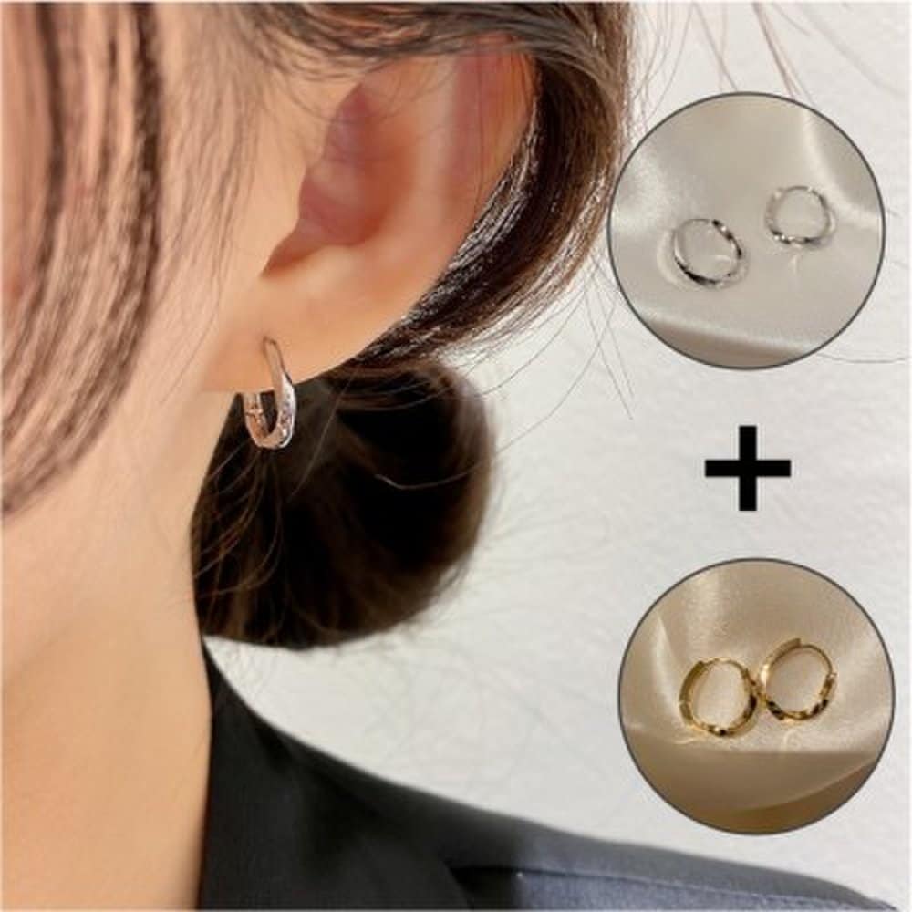 Artica Daily Wave One-Touch Ring Earrings Gold Silver 1+1