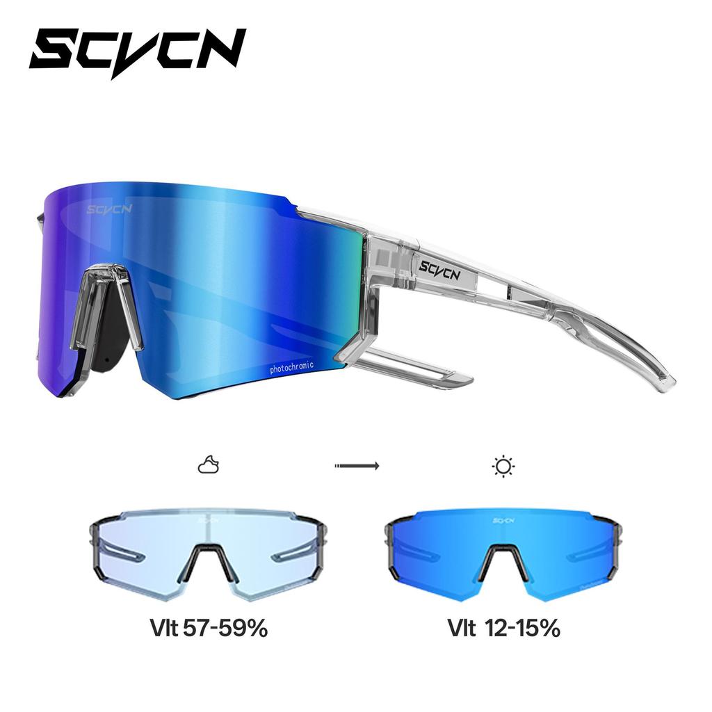 SCVCN Photochrome Radsport- und Laufbrille für Damen & Herren - Winddicht, Bunt, Outdoor-Sport-Sonnenbrille