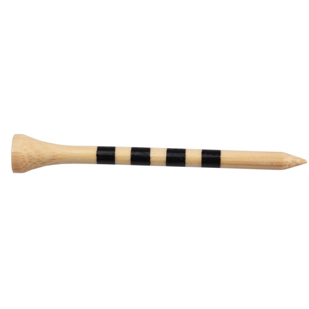 Pack of 100 Bamboo Striped Golf Tees, 70/83mm Ball Holders