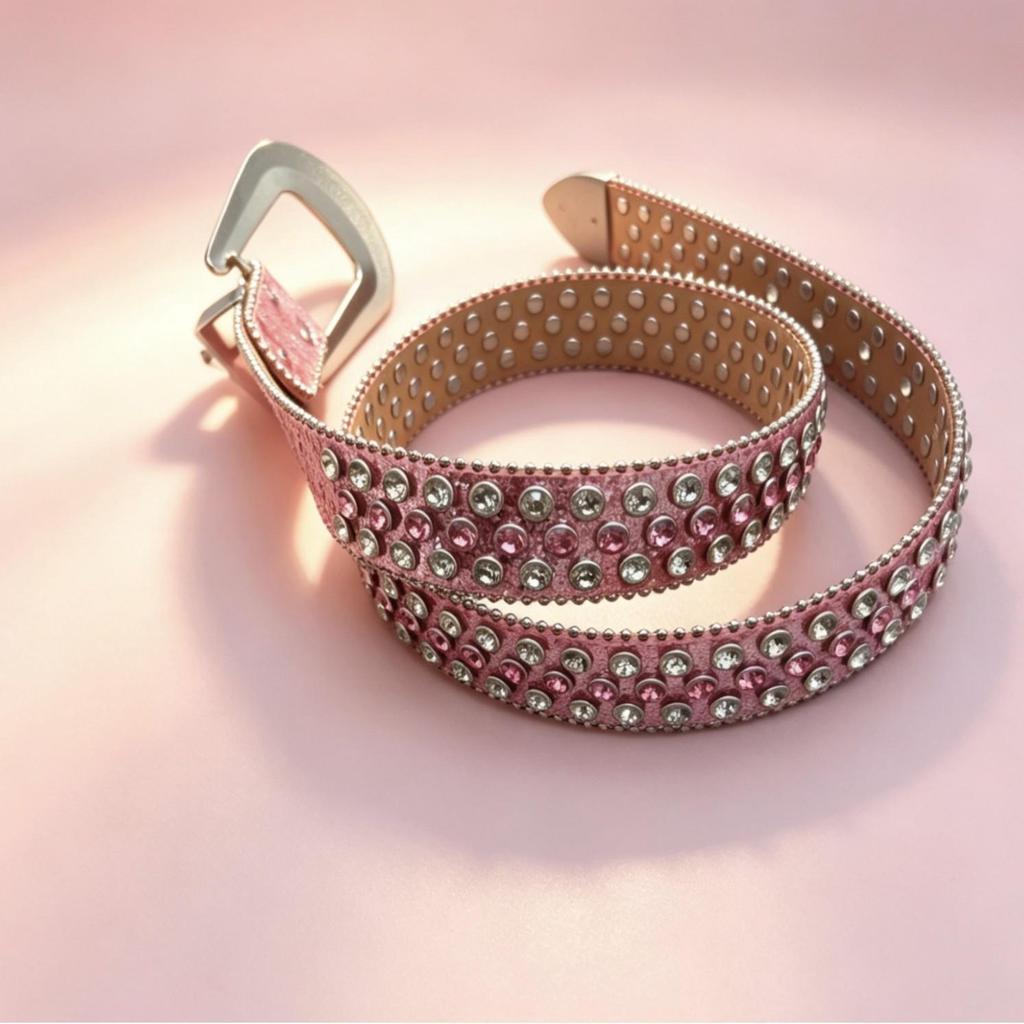 Small niche minimalist rhinestone belt street fashion shiny versatile men and women decorative fresh belt