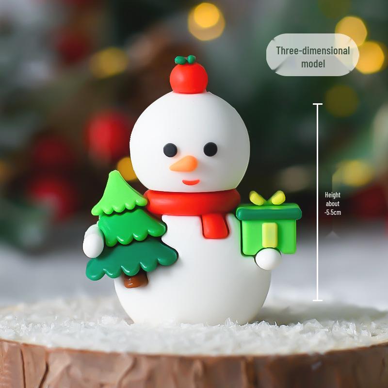 Popular Soft Glue Christmas Cake Ornaments: Santa Claus & Snowman Inserts for Holiday Party Desserts