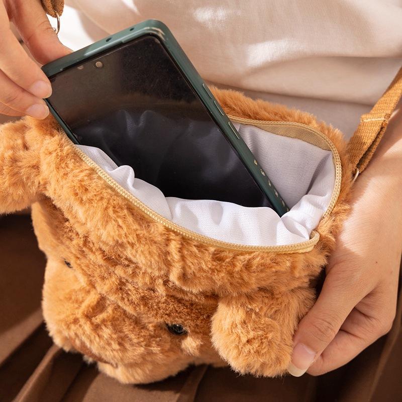 New Barcelona bear bag cute plush doll bear head bag doll backpack women's messenger bag