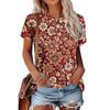 Moda para Mujer Cuello Redondo Manga Corta 3D Casual Estampado a Color Camiseta Casual de Manga Corta con Cuello Redondo