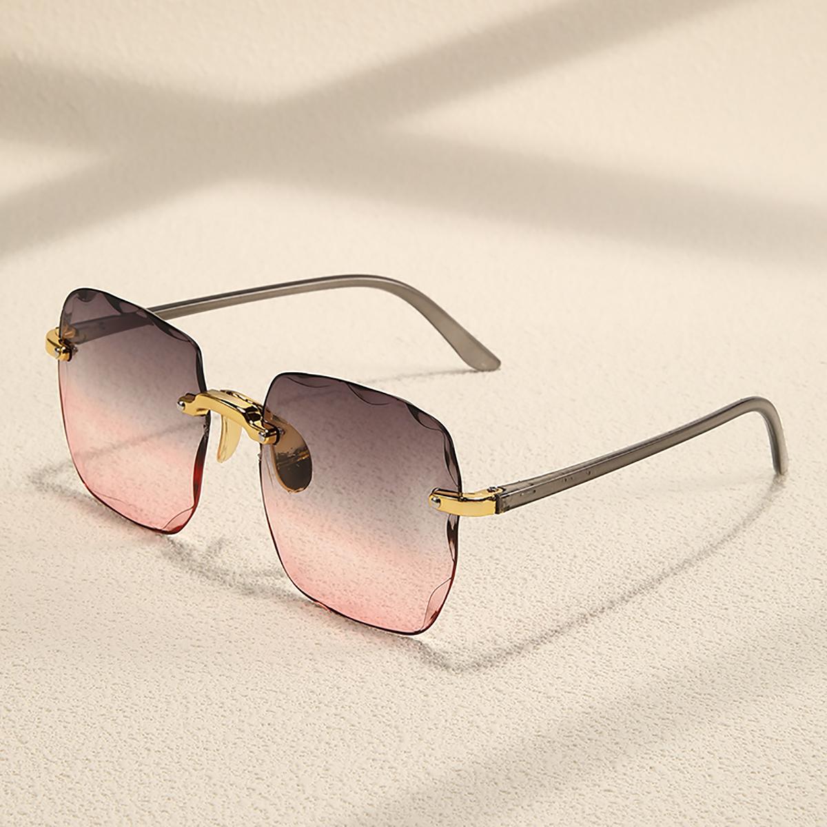 

1PC Retro Frameless Trimmed Square Fashion Glasses Ladies Gradient Glasses Outdoor Travel Sunglasses