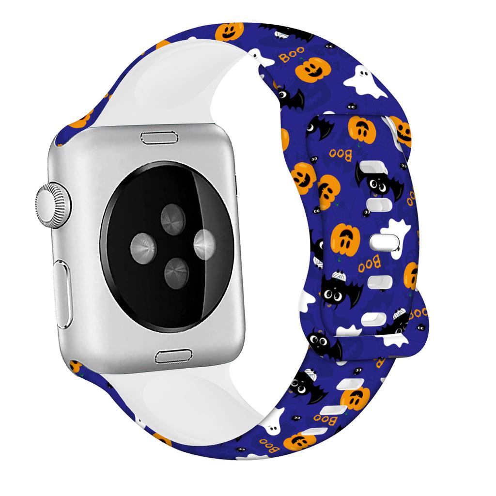 Silicone Strap For Apple Watch Band 44mm 40mm 45mm 49mm 41mm 38mm 42mm Halloween bracelet iwatch series 9 7 se 3 5 4 6 8 ultra 2