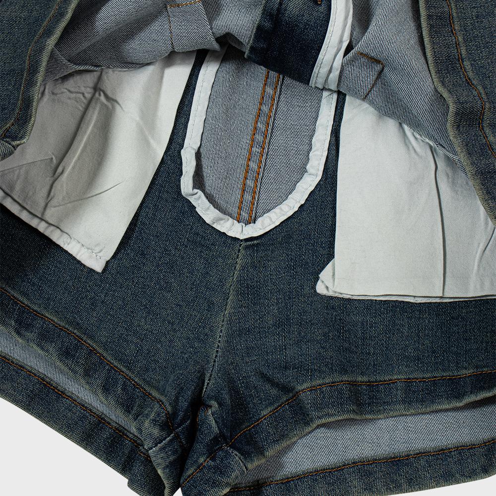 Moa Culotte Denim Mini Skirt (Jean Blue)