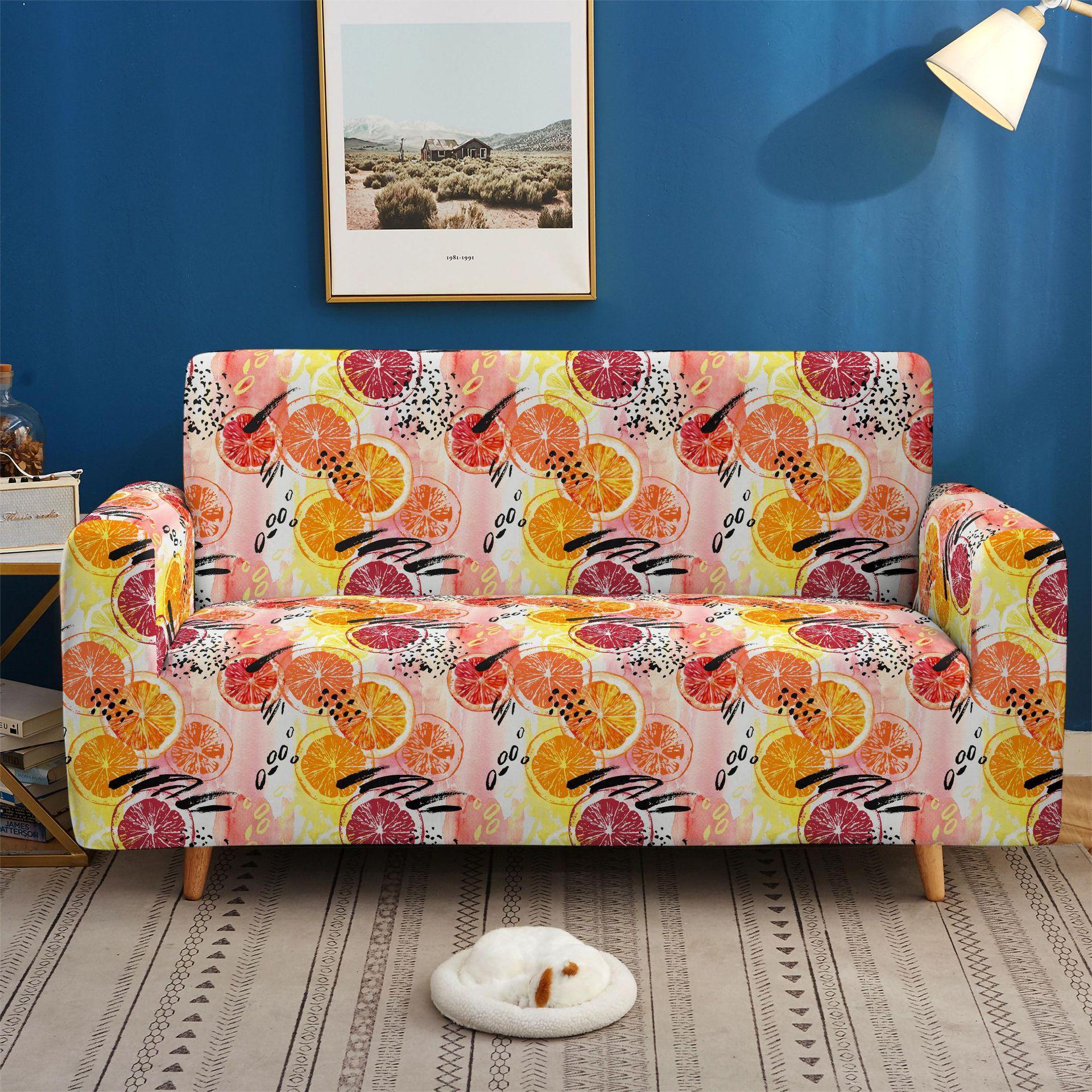 

Small Fresh Single Digital Printing Non-Slip Three-Person Elastic Combination Fabric Sofa Cover All-Inclusive Set 90 * 140cm one seat