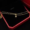Gold Double-Layer Star Pendant Bracelet for Women - Small Wrist Design, Unique & Elegant.