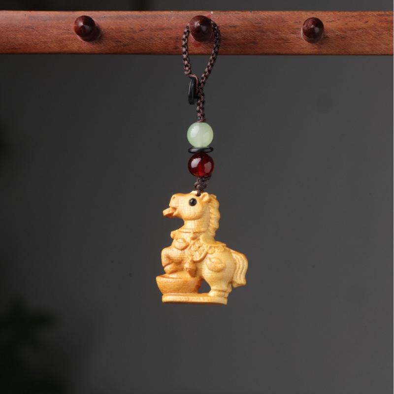 Zodiac Sheep Red and Green Sandalwood Rosewood Pendants & Keychains