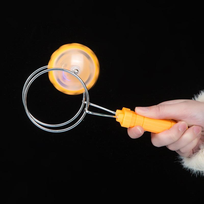 Giroscop magic rotativ inerțial cu manivelă manuală: Jucărie educativă colorată, luminoasă, magnetică pentru copii.