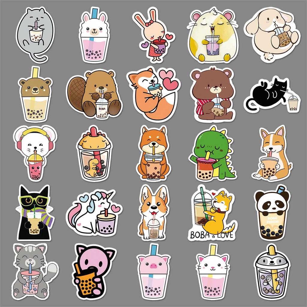 50PCS Cute Cartoon Animal Decorative Stickers for Scooters, Motorcycles, Luggage, and Cars
