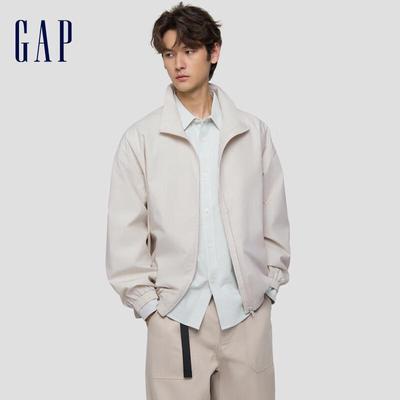 Men's Logo Print Stand Collar Loose Jacket