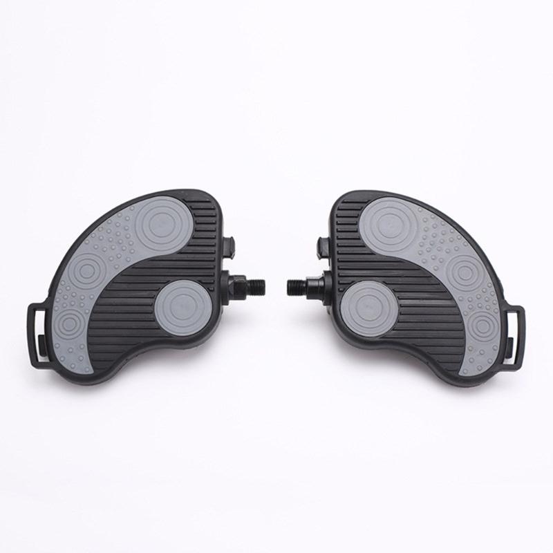 Indoor Exercise Bike Pedals with Strap Elliptical Trainer Foot Pedals Replacement Leg Training Fitness Device Footboard