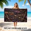 Dinosaur Theme Quick Dry Beach Towel Custom Name Text Print Large Sand Resistant Towel Beach Vacation